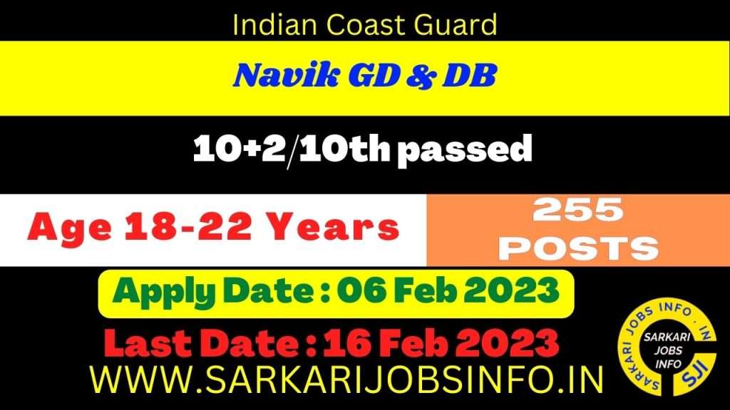 Indian Coast Guard Navik GD & DB Recruitment 2023 Apply Online official links