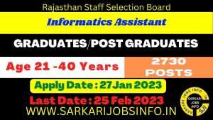 RSMSSB Rajasthan Informatic Assistant Recruitment 2023 Apply Online