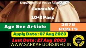 Rajasthan police recruitment 2023