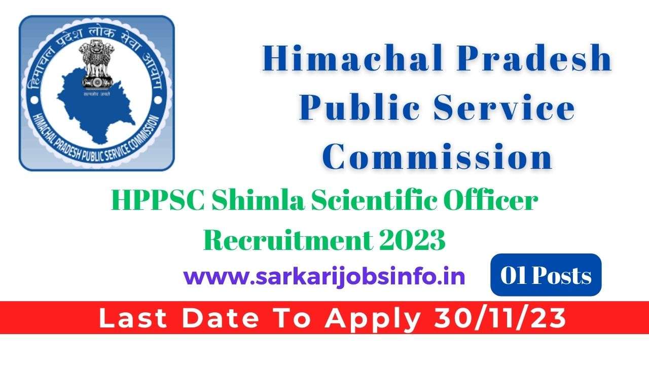 HPPSC Shimla Scientific Officer Recruitment 2023