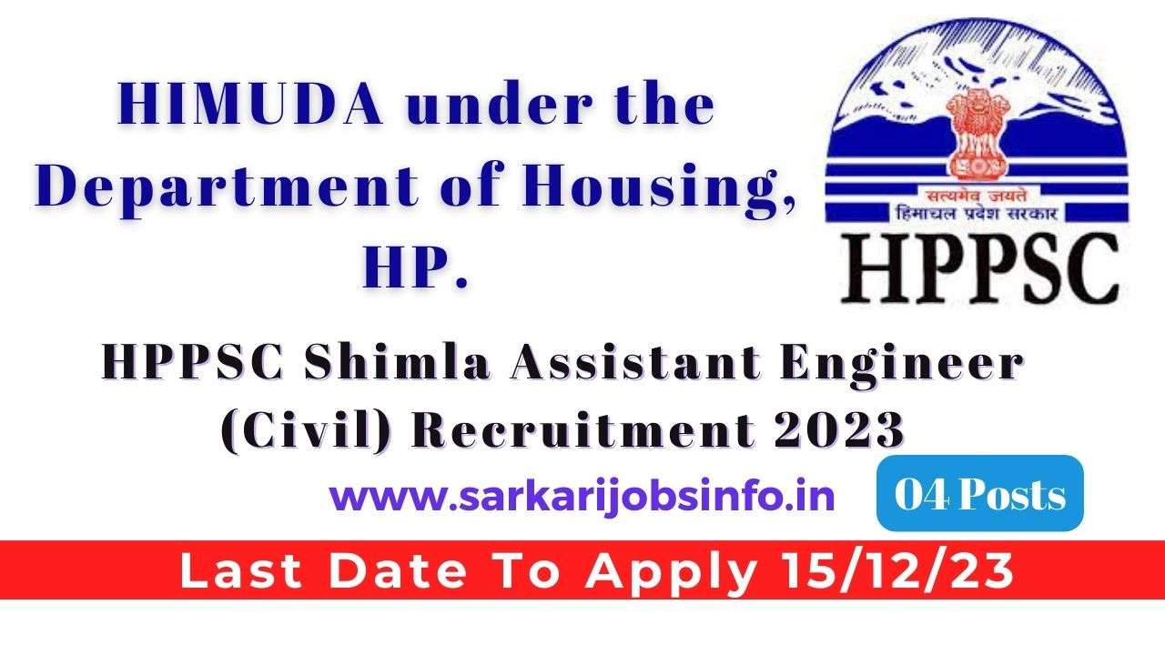 HPPSC Shimla Assistant Engineer (Civil) Recruitment 2023