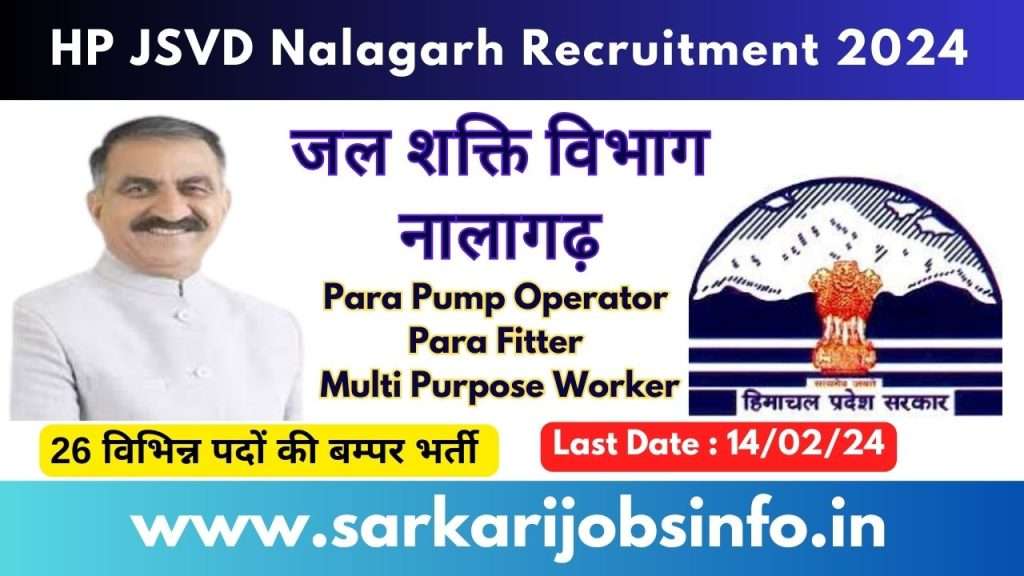 HP Jal Shakti Vibhag Division Nalagarh Recruitment 2024