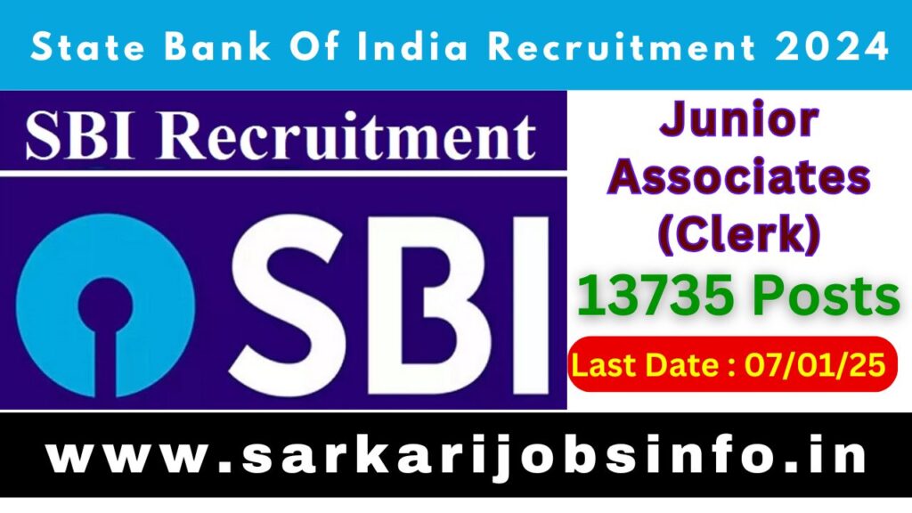 State Bank Of India Junior Associates Recruitment 2024