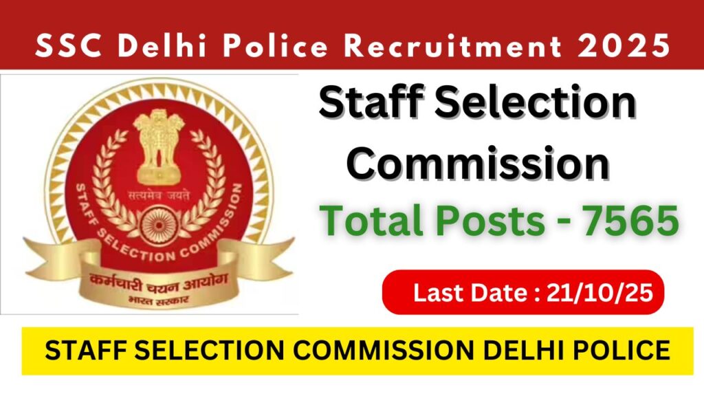SSC Delhi Police Recruitment 2025 Notification Out
