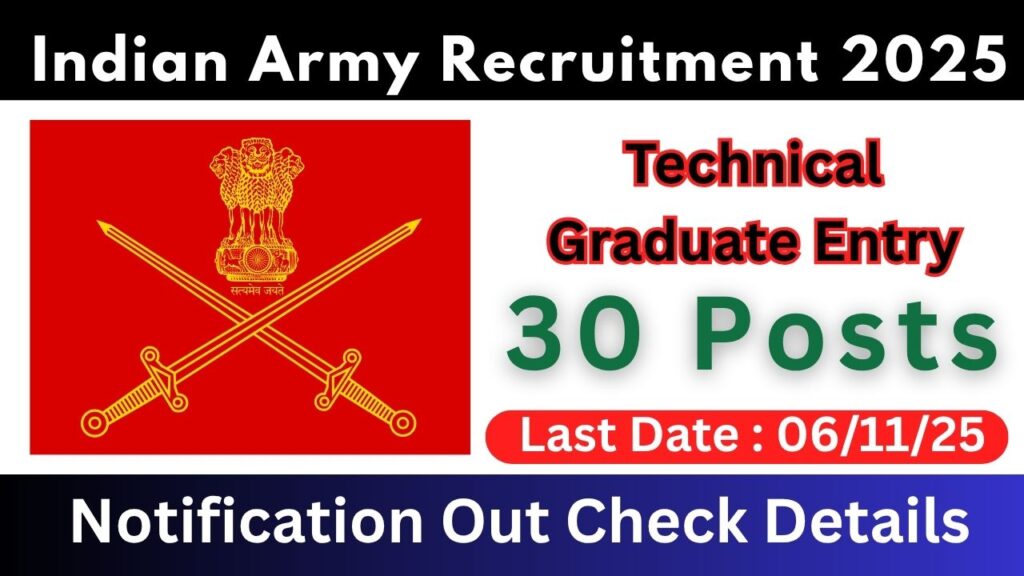 Indian Army 143rd Technical Graduate Entry 2025 Notification Out