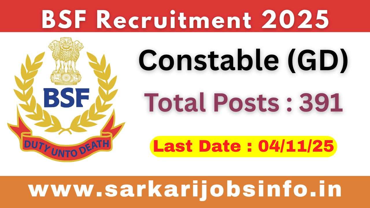 BSF Sports Quota Constable (GD) Recruitment 2025 Notification Out