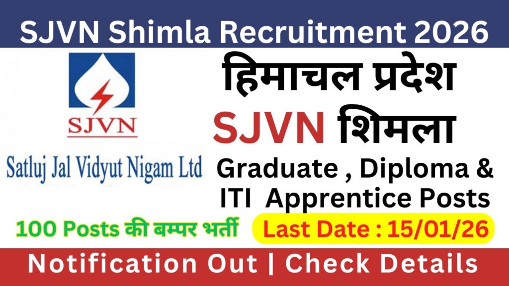 SJVN Shimla Recruitment 2026 Notification Out