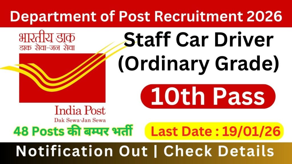 Indian Post Driver Recruitment 2026 Notification Out