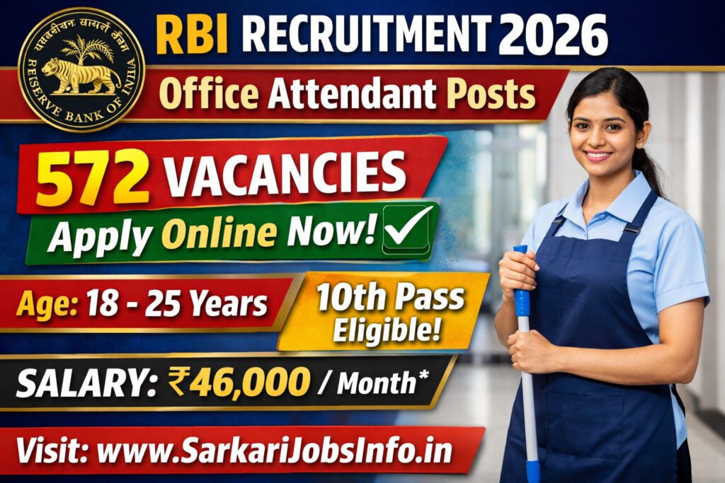 RBI Office Attendant Recruitment 2026 Notification Out