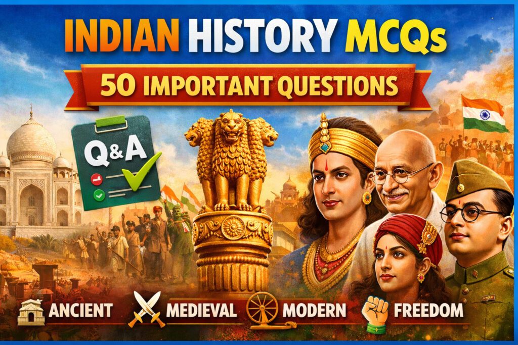 Indian History MCQs (50 Questions)