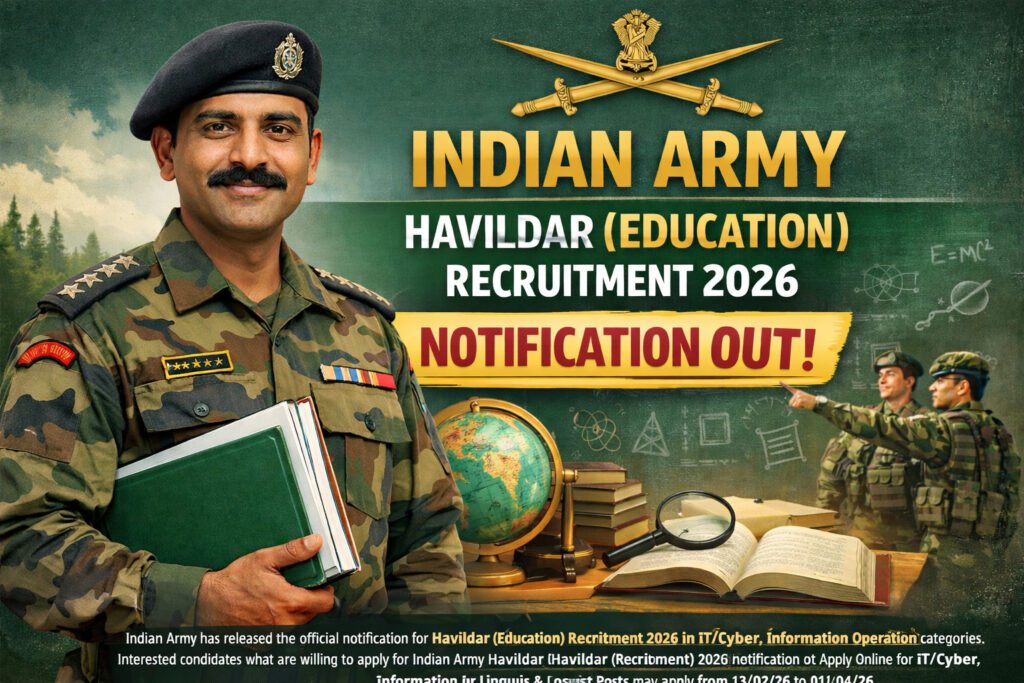 Indian Army Havildar (Education) Recruitment 2026 Notification Out