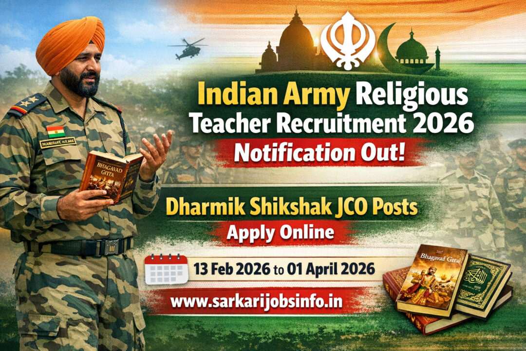 Indian Army Religious Teacher Recruitment 2026 Notification Out