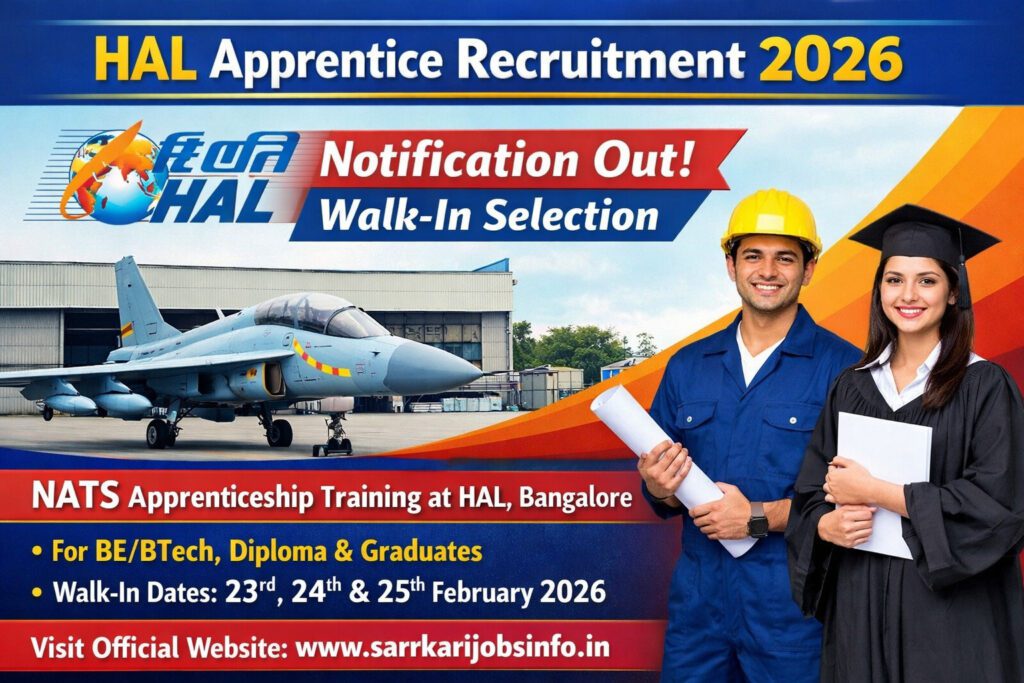 HAL Apprentice Recruitment 2026 Notification Out