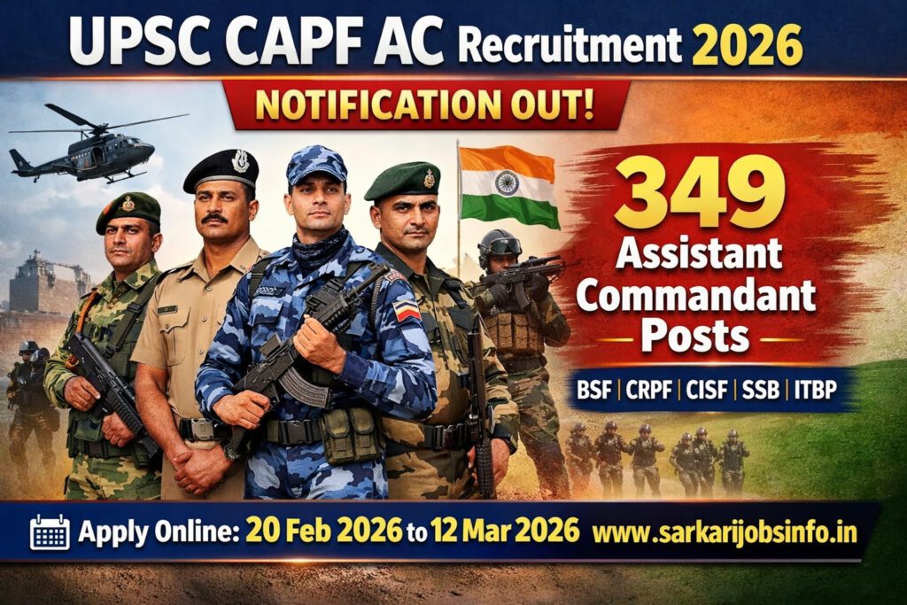 UPSC CAPF AC Recruitment 2026 Notification Out