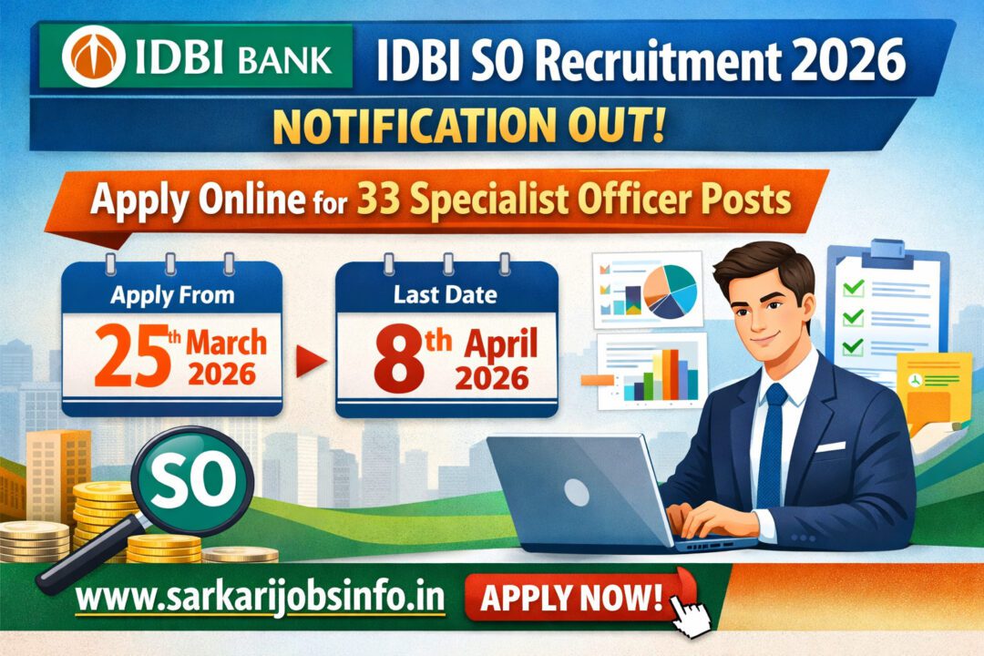 IDBI SO Recruitment 2026 Notification Out Apply Online