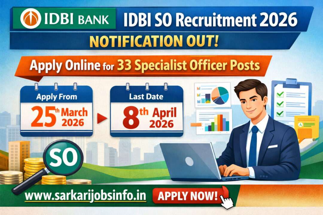 IDBI SO Recruitment 2026 Notification Out Apply Online