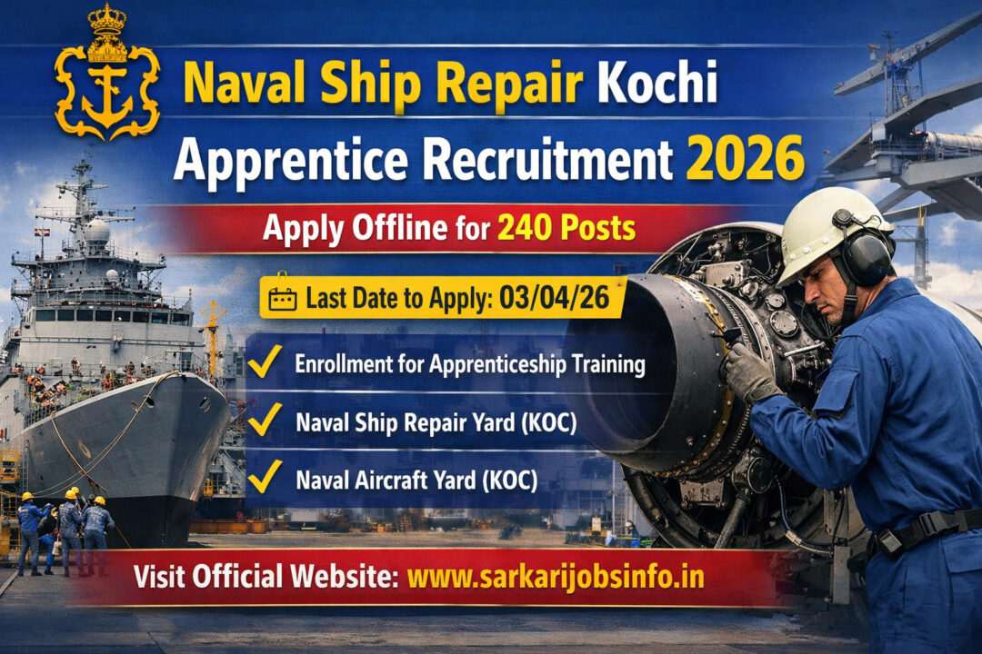 Naval Ship Repair Kochi Apprentice Recruitment 2026 Apply Offline