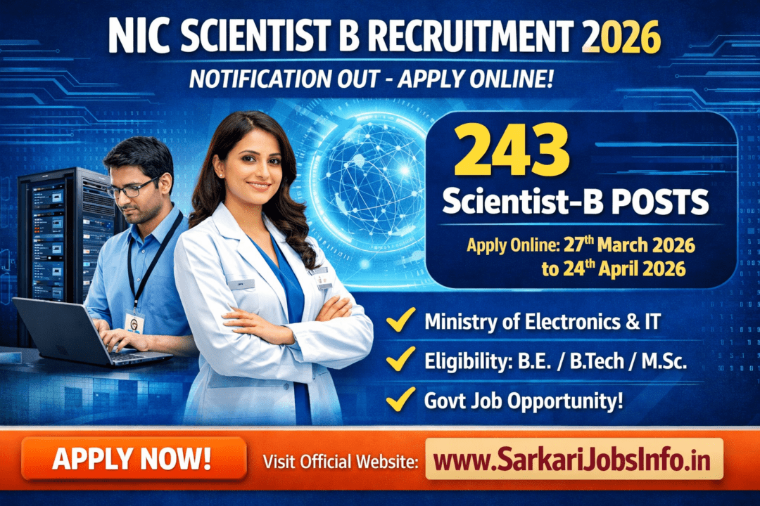 NIC Scientist B Recruitment 2026 Notification Out Apply Online