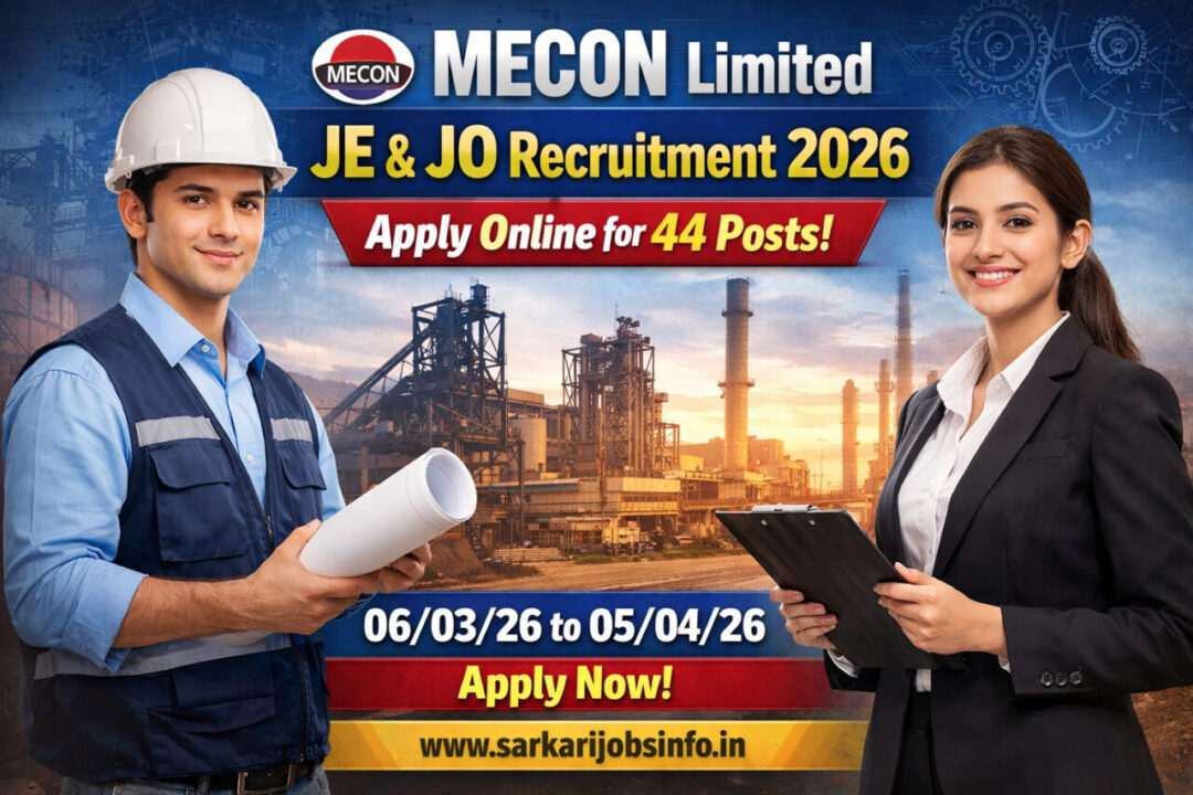 MECON Limited JE & JO Recruitment 2026 Apply Online
