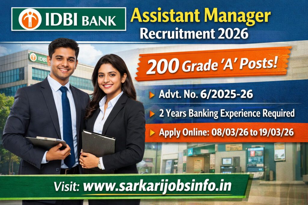 IDBI Assistant Manager Recruitment 2026 Notification Out