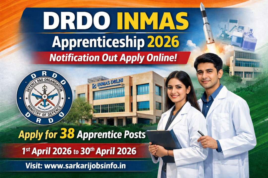 DRDO INMAS Apprenticeship 2026 Notification Out Apply Online
