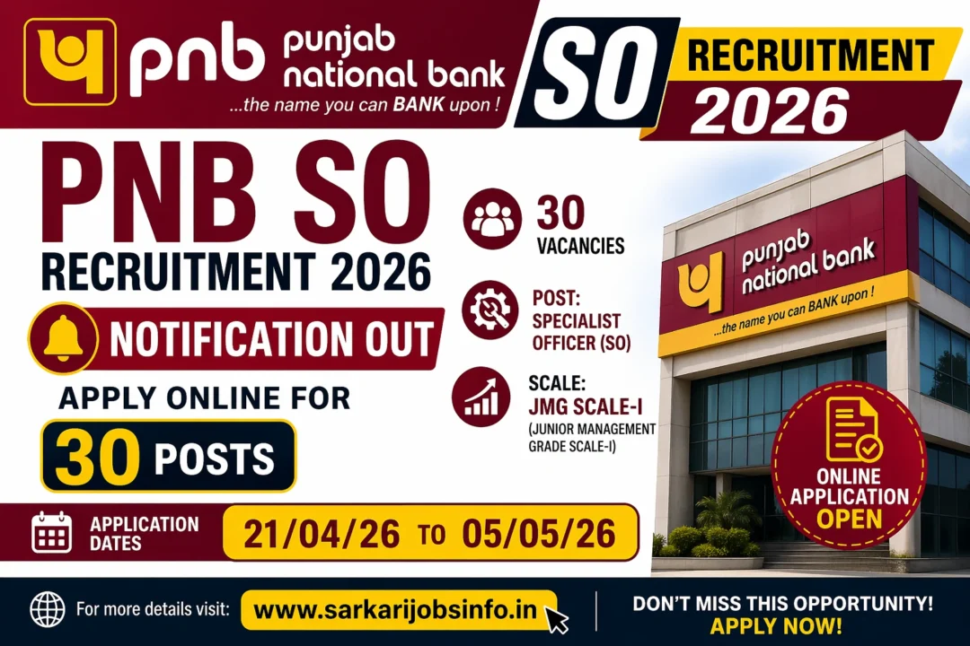 PNB SO Recruitment 2026 Notification Out Apply Online