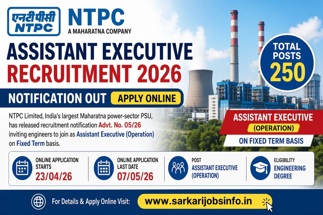 NTPC Assistant Executive Recruitment 2026 Notification Out Apply Online 