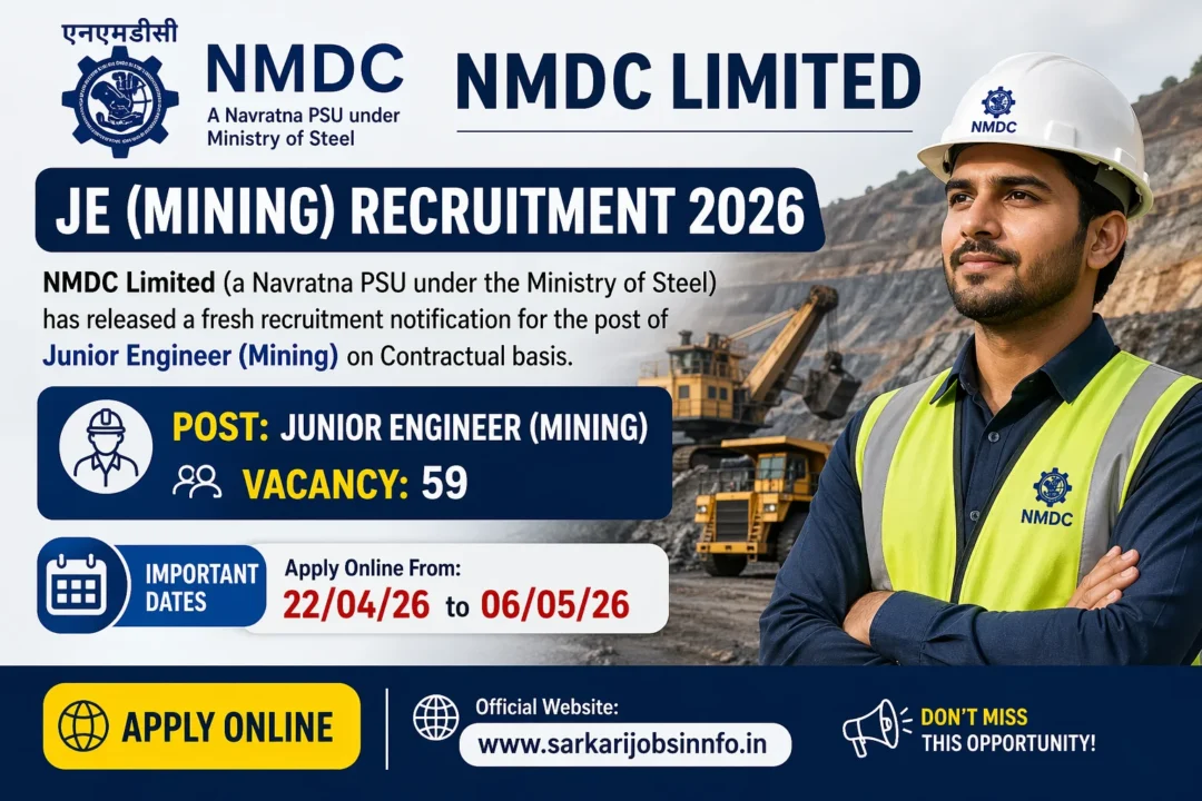 NMDC JE Recruitment 2026 Apply Online