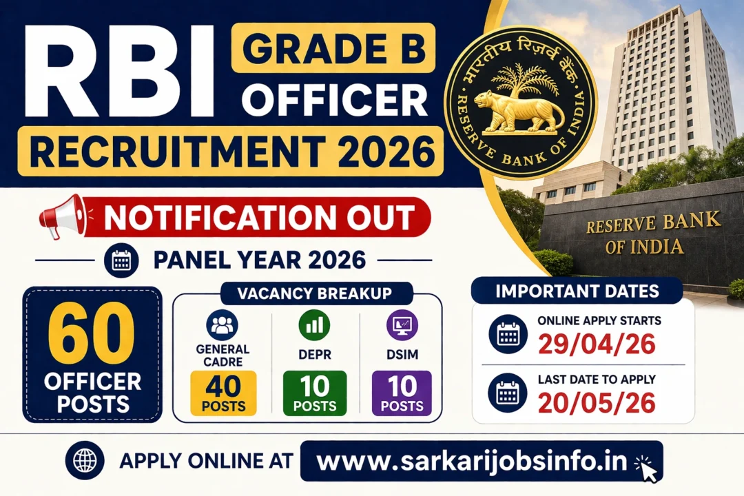 RBI Grade B Officer Recruitment 2026 Notification Out Apply Online