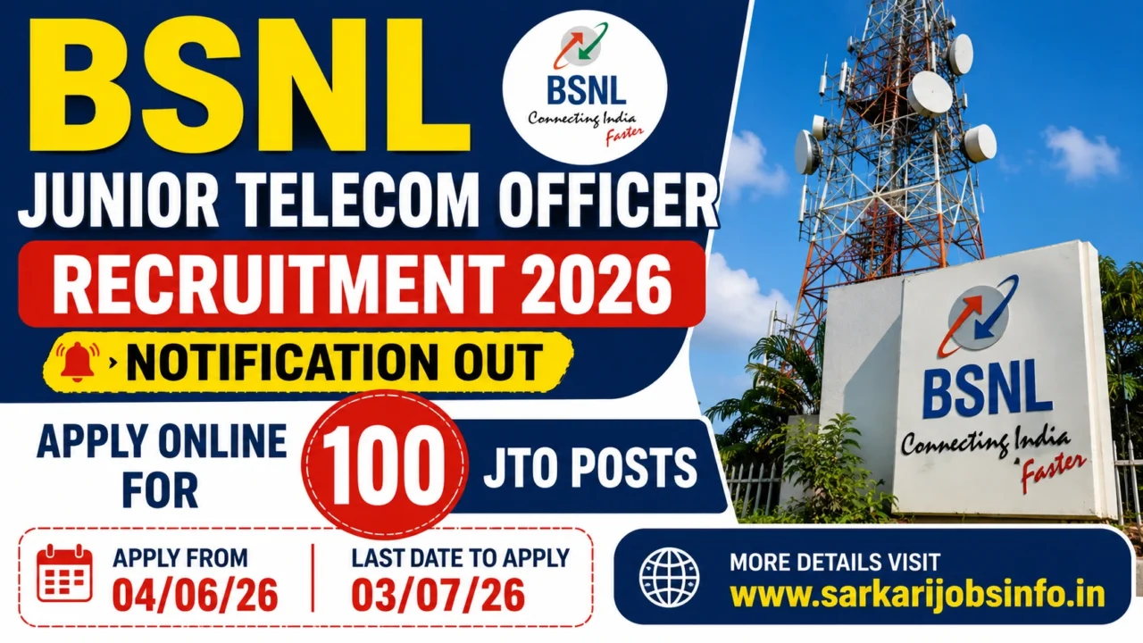 BSNL Junior Telecom Officer Recruitment 2026 Notification Out Apply Online