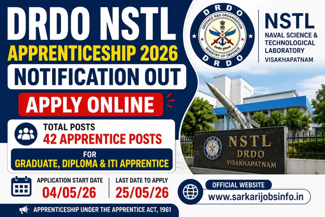 DRDO NSTL Apprenticeship 2026 Notification Out Apply Online