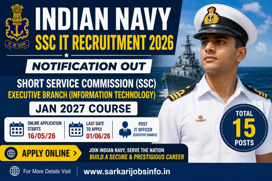 Indian Navy SSC IT Recruitment 2026 Notification OUT Apply Online