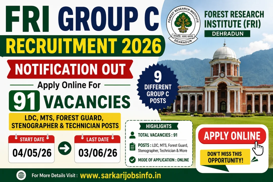 FRI Group C Recruitment 2026 Notification Out Apply Online