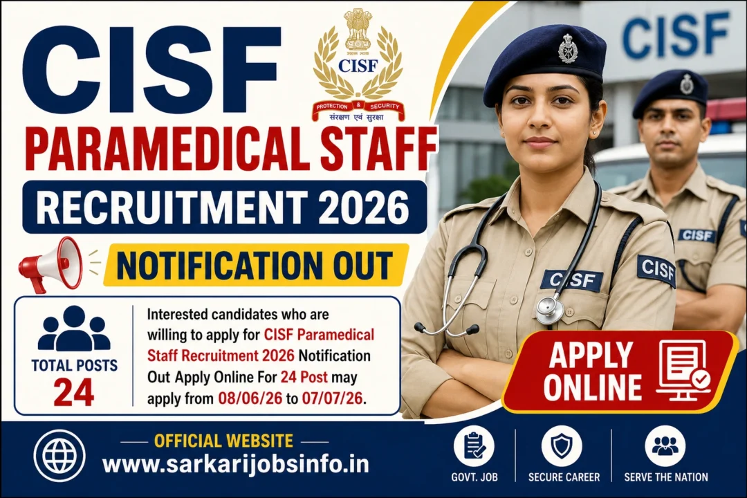 CISF Paramedical Staff Recruitment 2026 Notification Out Apply Online