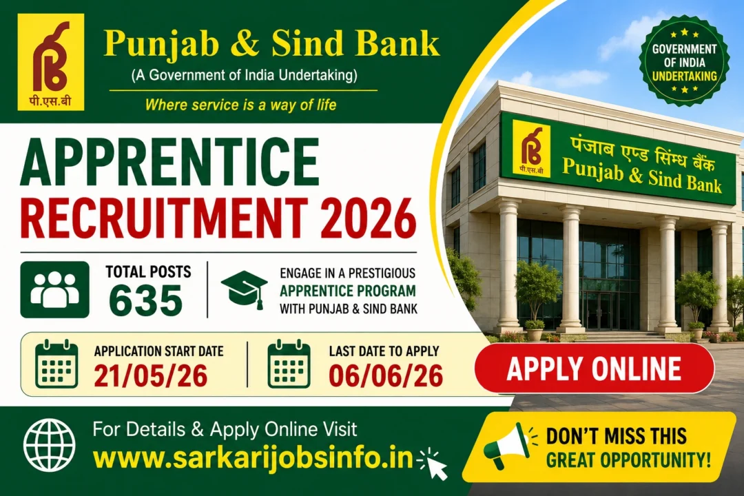 Punjab and Sind Bank Apprentice Recruitment 2026 Apply Online