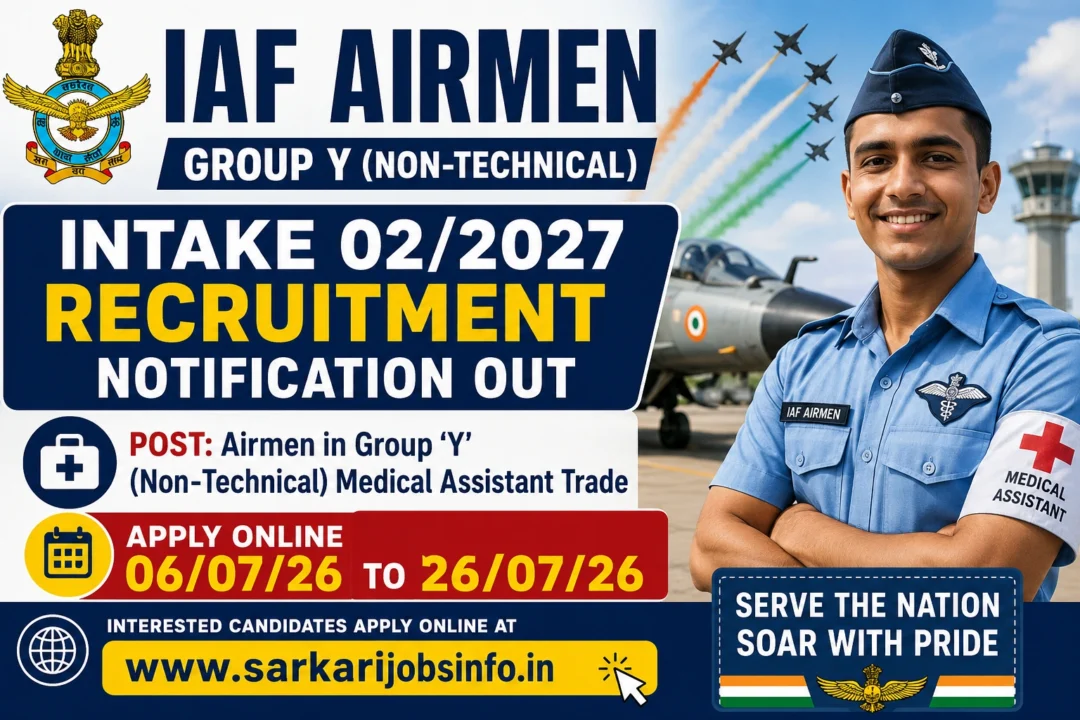 IAF Airmen Group Y Intake 02/2027 Recruitment Notification Out Apply Online