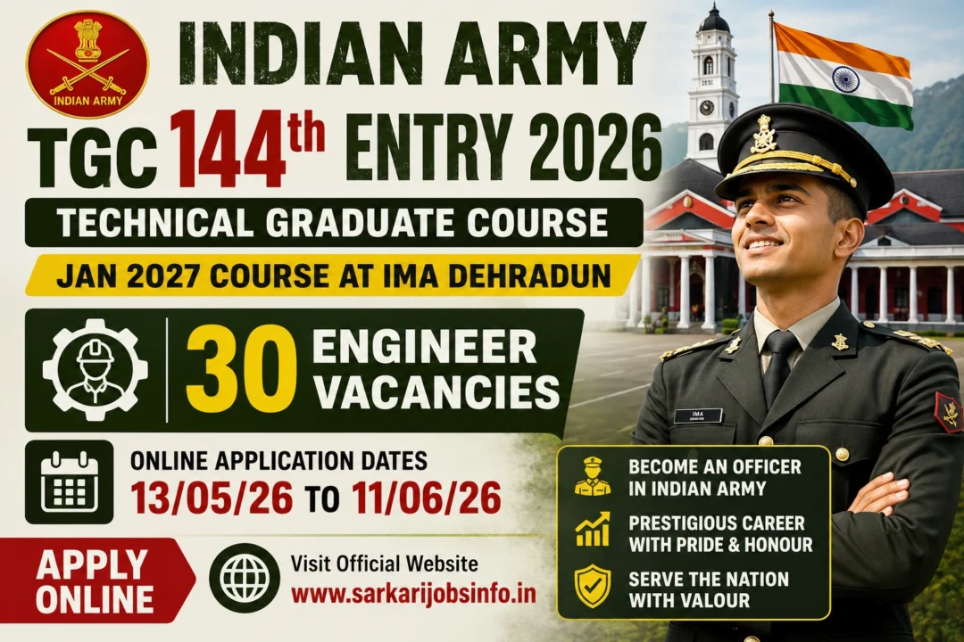 Indian Army TGC 144th Entry 2026 Recruitment Apply Onlin