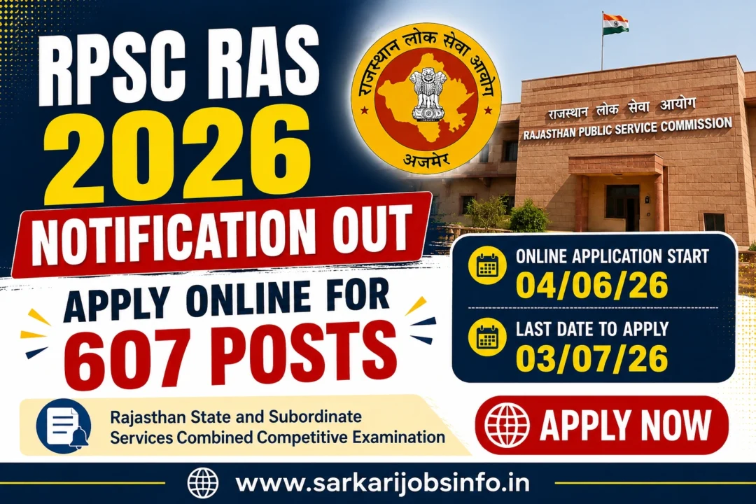 RPSC RAS 2026 Notification Out Apply Online For 607 Posts