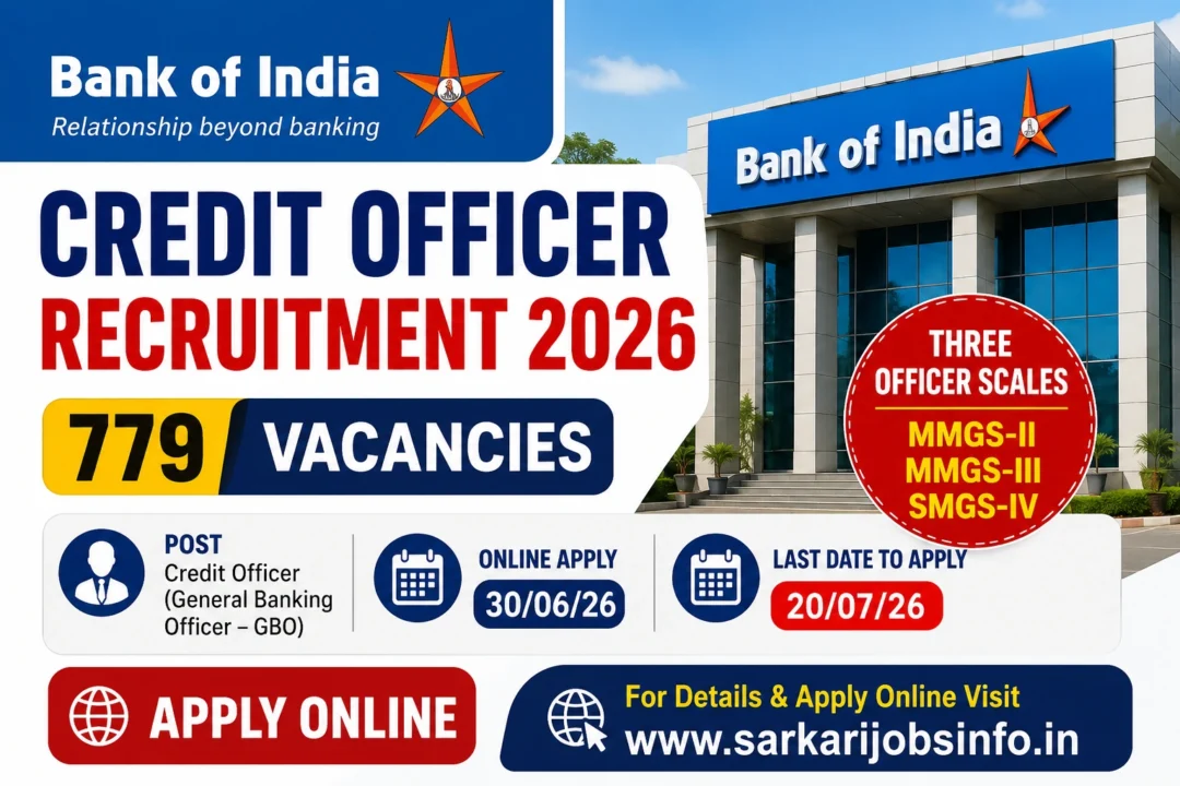 Bank of India Credit Officer Recruitment 2026 Apply Online for 779 Posts