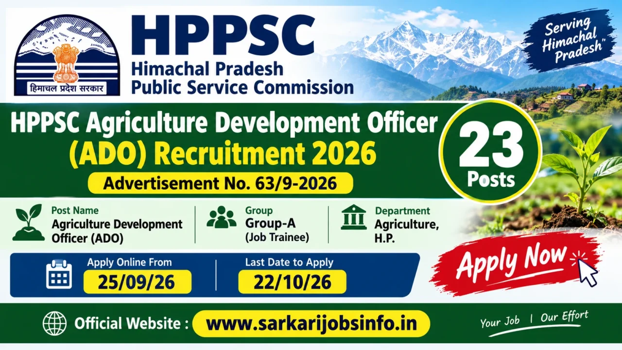 HPPSC Agriculture Development Officer (ADO) Recruitment 2026 Apply Online for 23 Posts