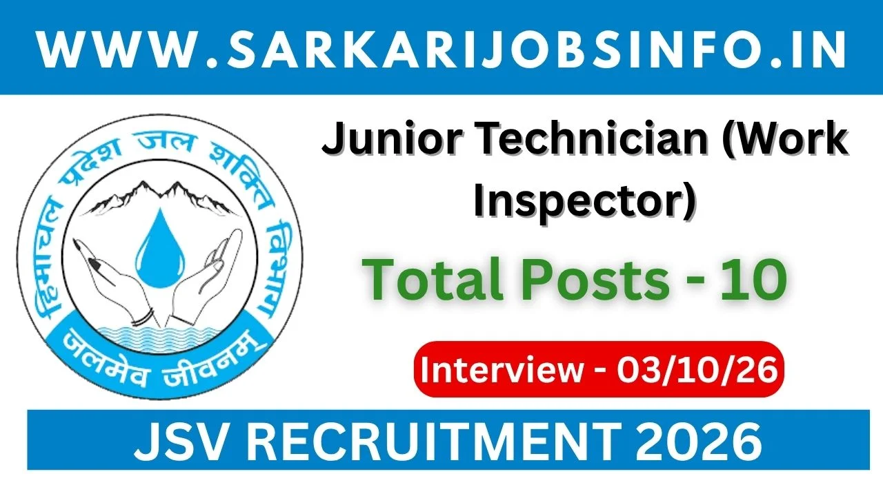 HP JSV Work Inspector Recruitment 2026 Notification Out For 10 Posts