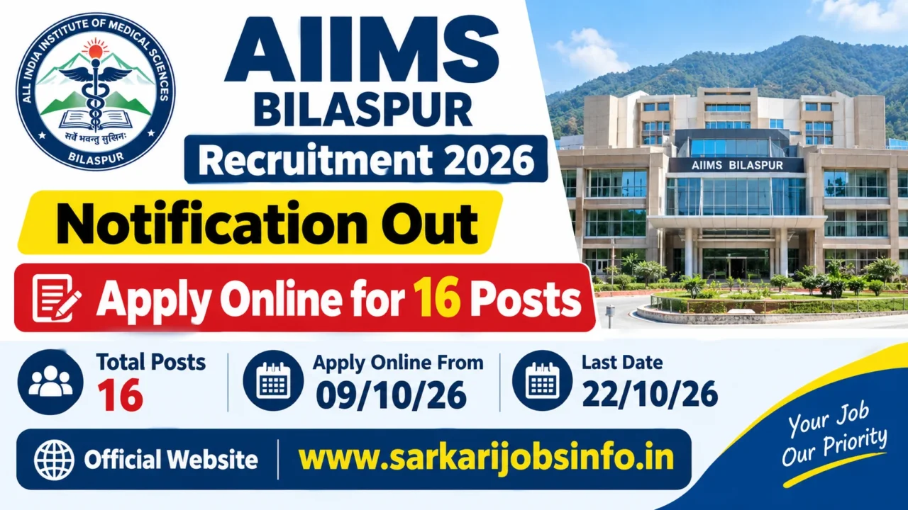 AIIMS Bilaspur Recruitment 2026 Notification Out Apply Online for 16 Posts