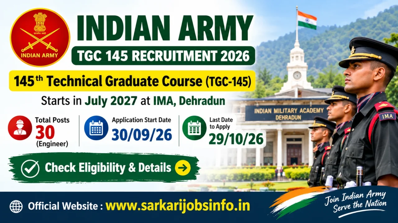 Indian Army TGC 145 Recruitment 2026 – 30 Engineer Posts
