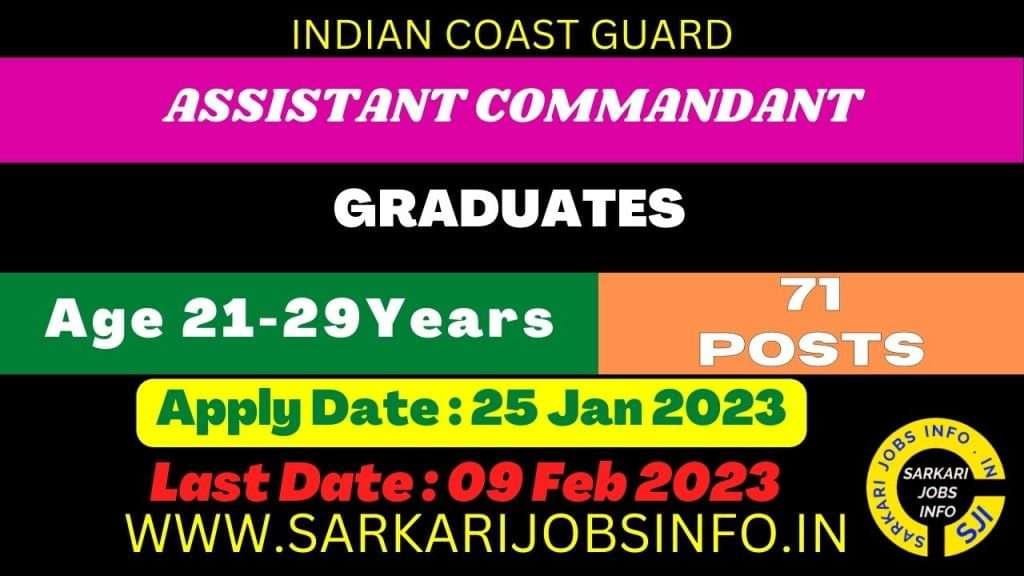 Indian Coast Guard Assistant Commandant 012024 Batch Apply Online