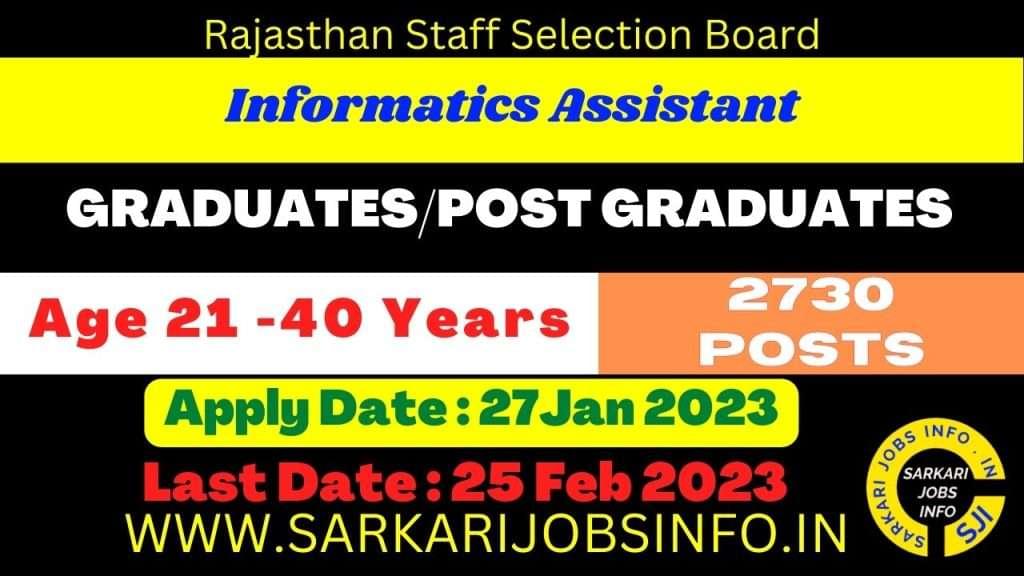 RSMSSB Rajasthan Informatic Assistant Recruitment 2023 Apply Online
